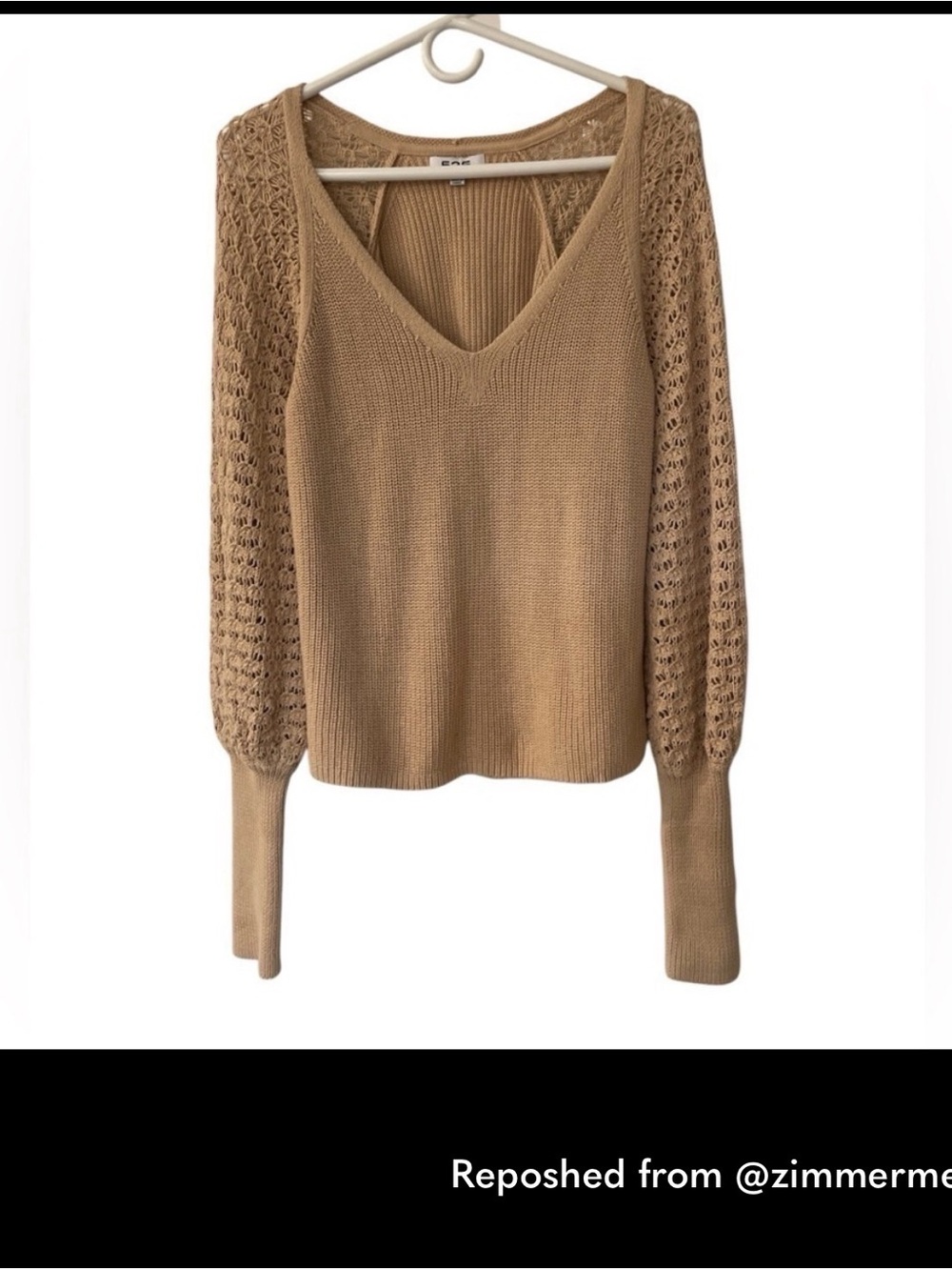 525 America Cream V-Neck Knit Sweater